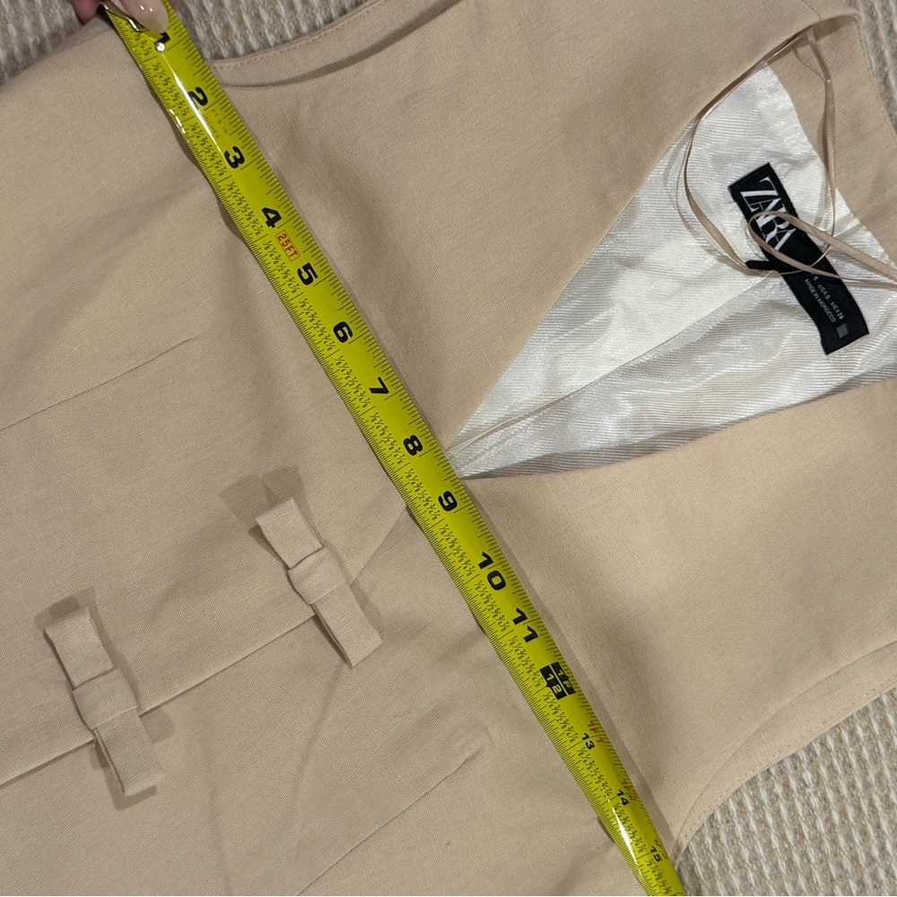 Zara Linen-Blend Vest with Bow Closures – Size S - Picture 7 of 7